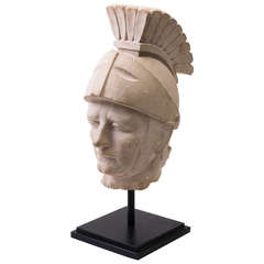 Italian Art Deco Carved Stone Head of a Centurion, circa 1930