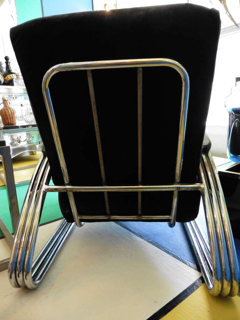 Pair of American Art Deco Chrome “Triple Band” Lounge chairs by K.E.M Weber 3