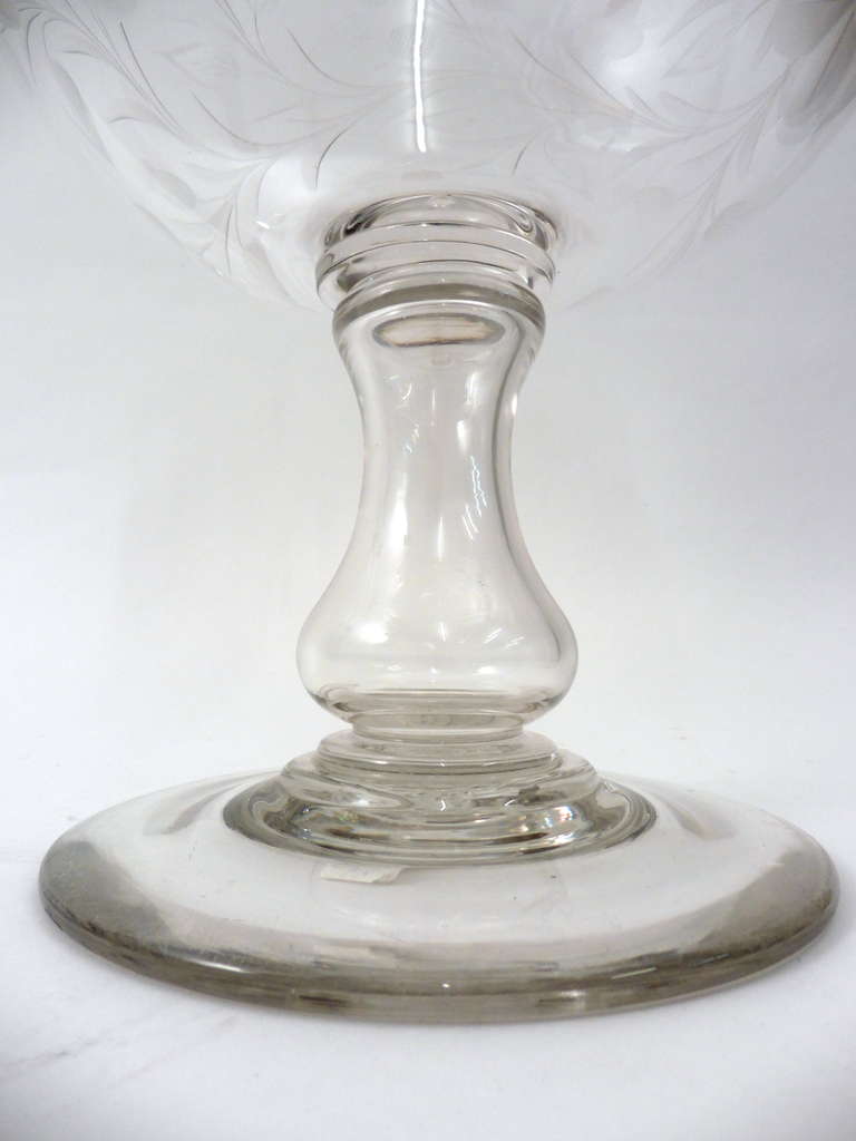 19th Century Massive English Engraved Glass Goblet, circa 1860