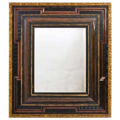 Flemish Ripple Moulded Rosewood, Ebonised and Gilt Mirror c.1860