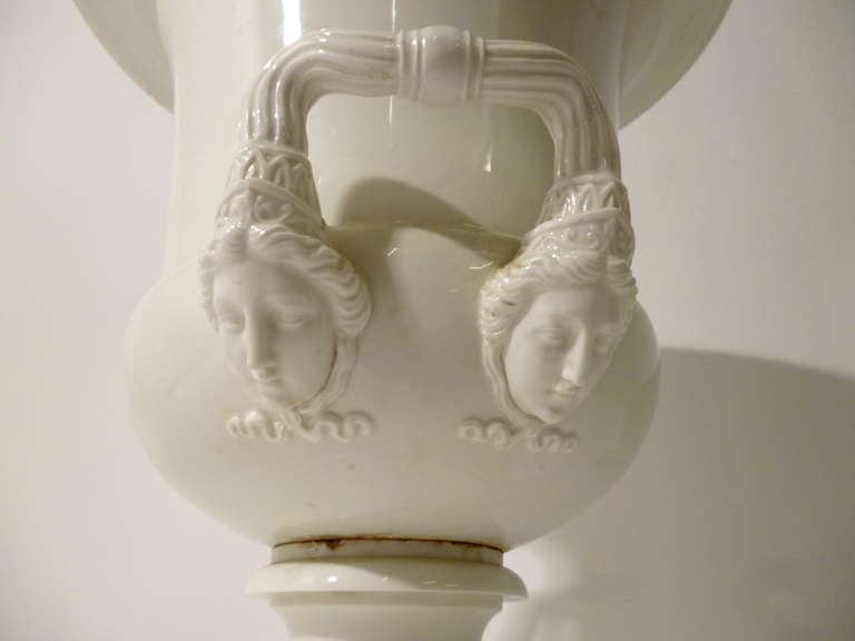 19th Century Pair of French Paris Porcelain Campana Shaped Urns c.1850