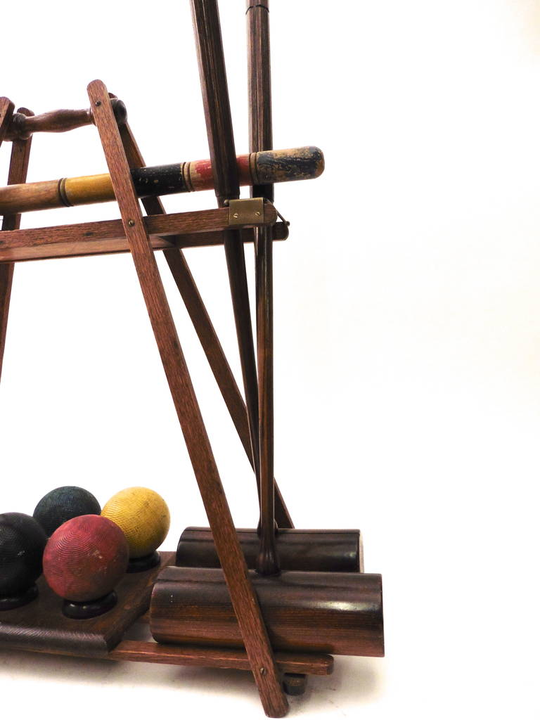 Edwardian Wooden Croquet Set on Stand, circa 1910 In Good Condition In London, GB