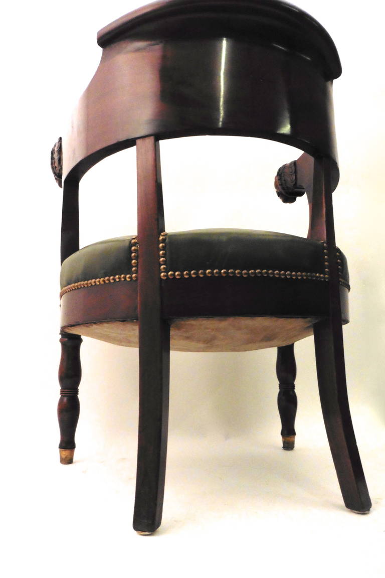 French Empire Style Mahogany Tub Desk Chair, circa 1880 4