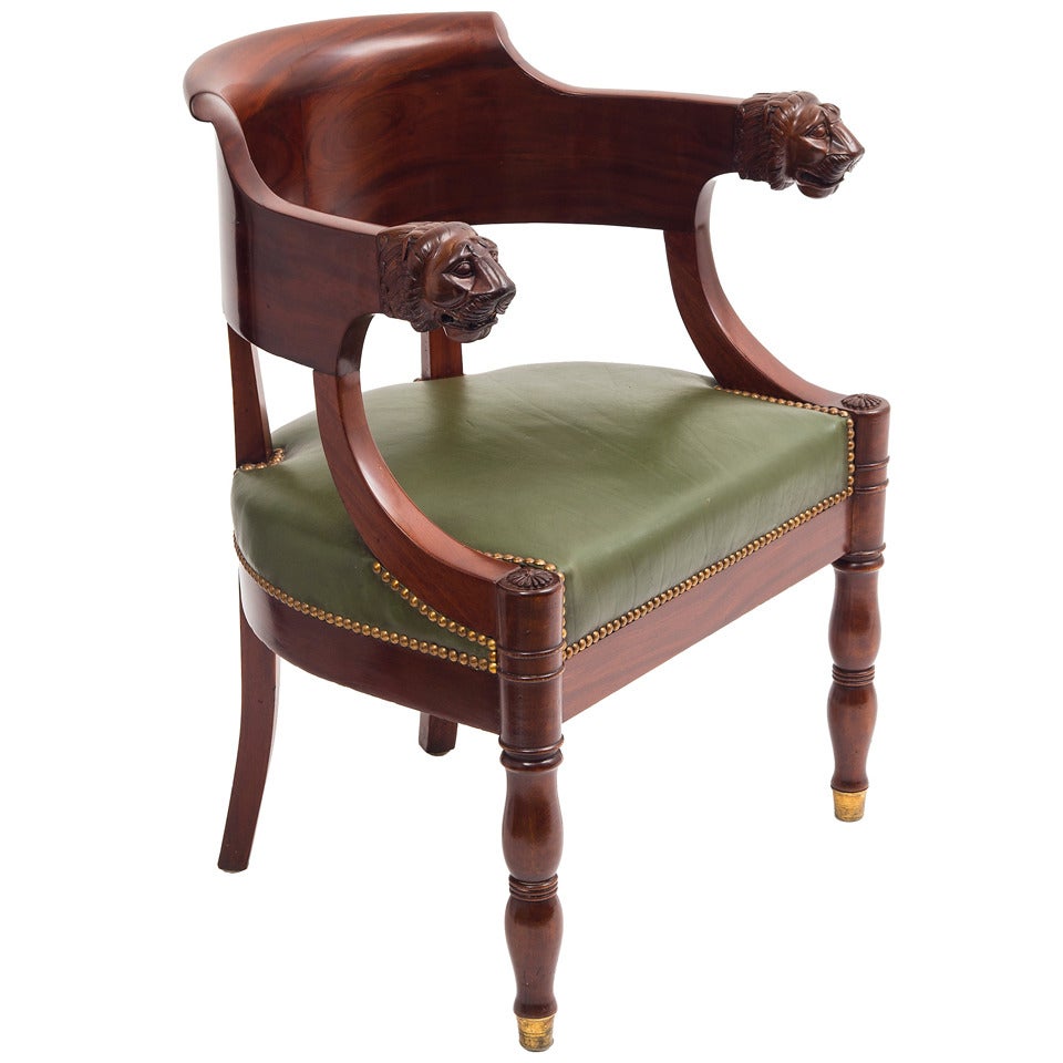 French Empire Style Mahogany Tub Desk Chair, circa 1880