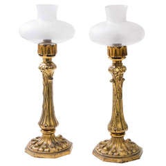 Pair of William IV Gilt Bronze Candle Lamps Stamped Palmer & Co London c1840