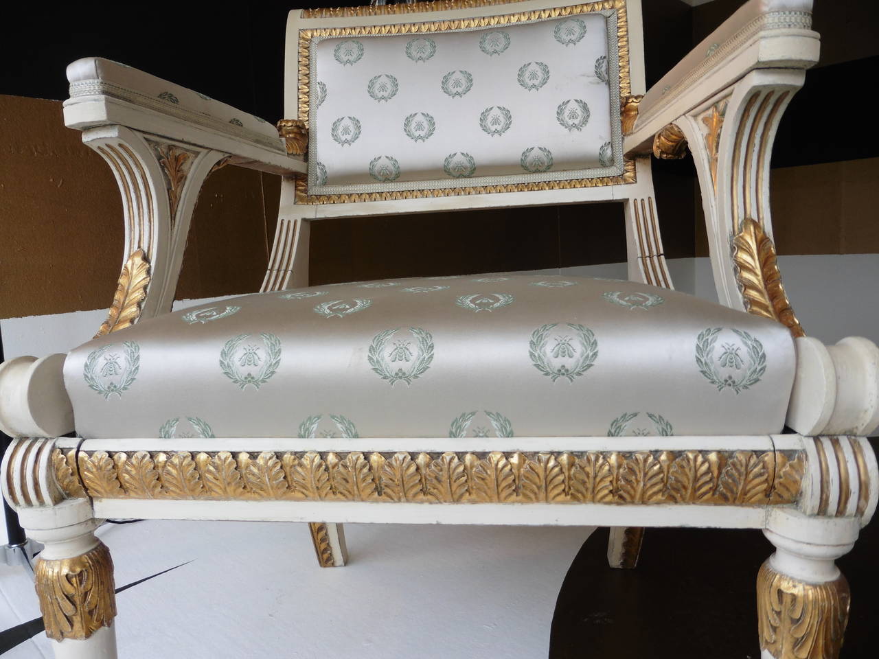 Pair of Italian Neoclassical Parcel-Gilt Armchairs, circa 1900 In Good Condition In London, GB