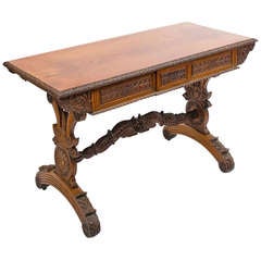 Richly Carved Anglo Indian Rosewood Two Drawer Sofa Table c1850