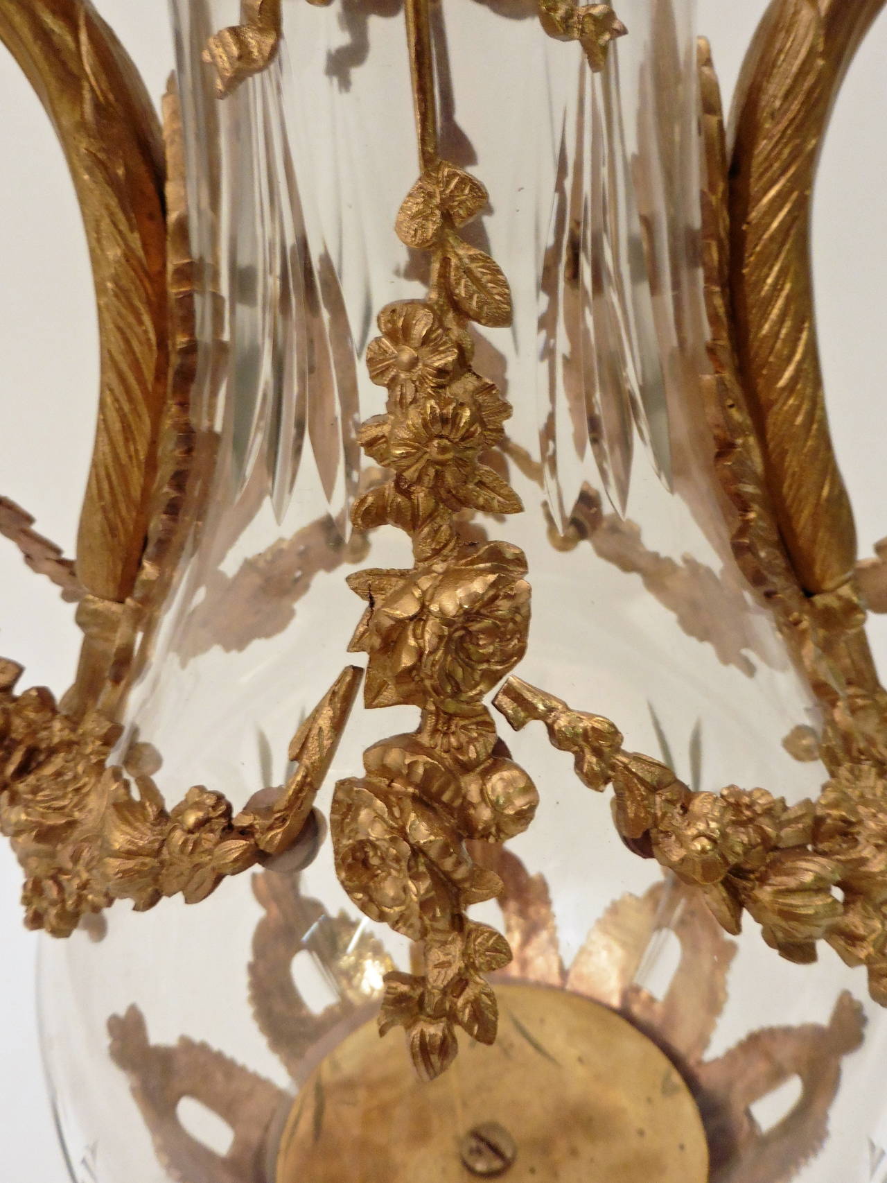 Pair of French Neoclassical Ormolu-Mounted Crystal Cassolettes, circa 1900 2