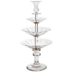 Elegant Victorian Three Tier Cut Glass Tazza / Table Centrepiece c.1860