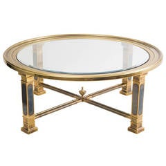 American Neoclassical Brass Circular Coffee Table by Mastercraft, circa1980