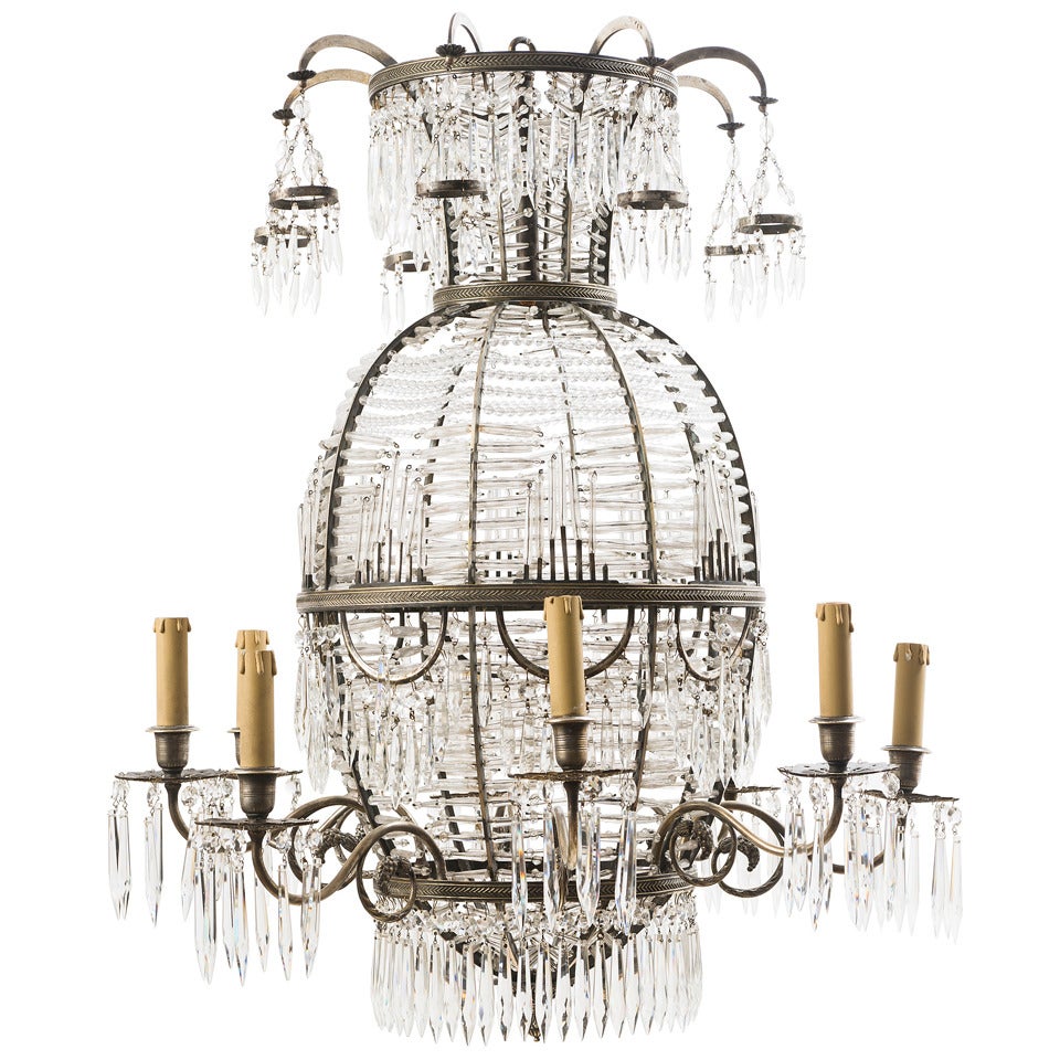 Baltic Silvered Bronze “Montgolfier” Style Chandelier, circa 1900