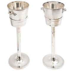 Retro French Silver Plate Champagne Buckets on Stands c.1950