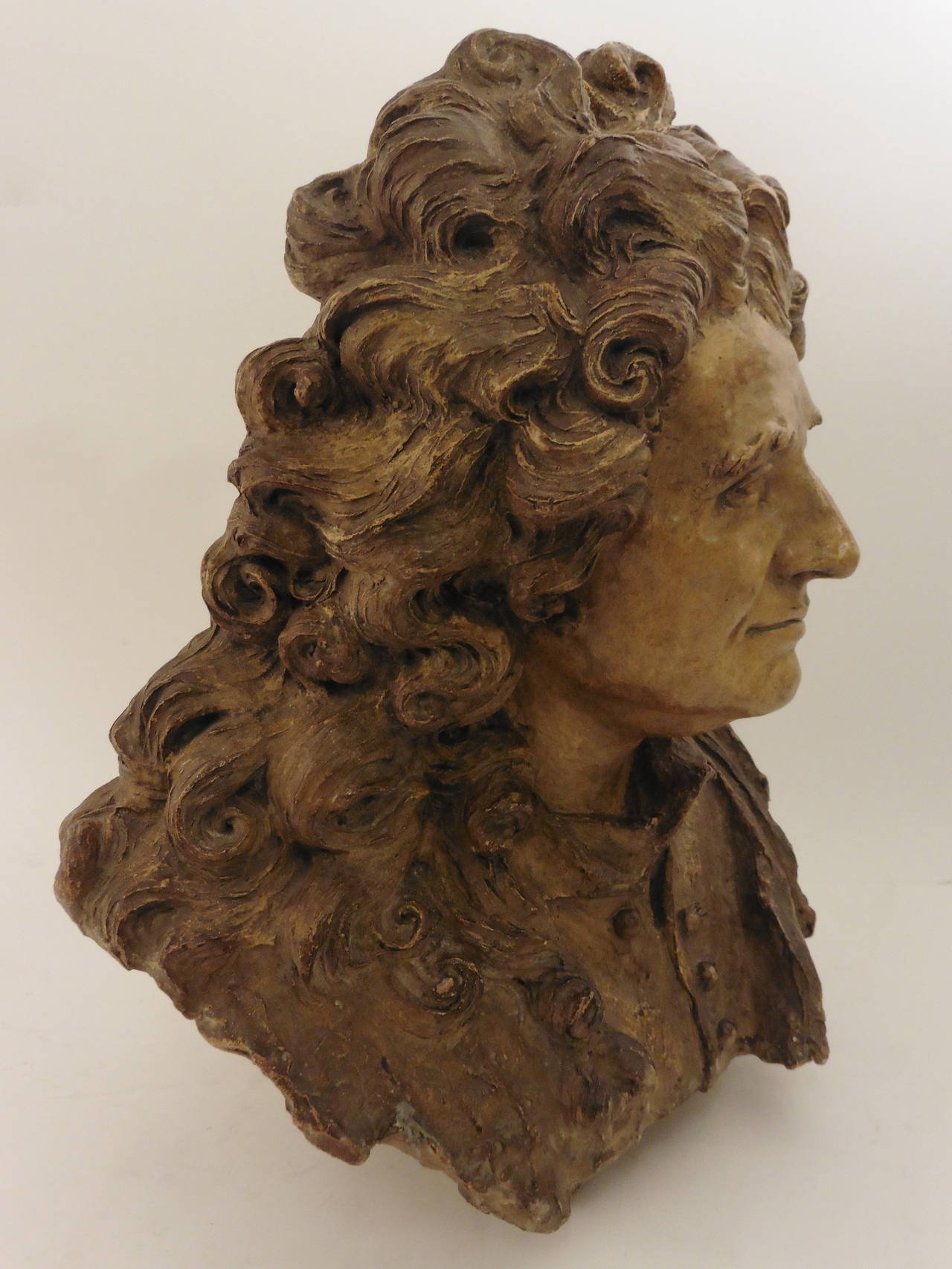 Large Terracotta Bust of a French Nobleman c.1780. In Good Condition In London, GB