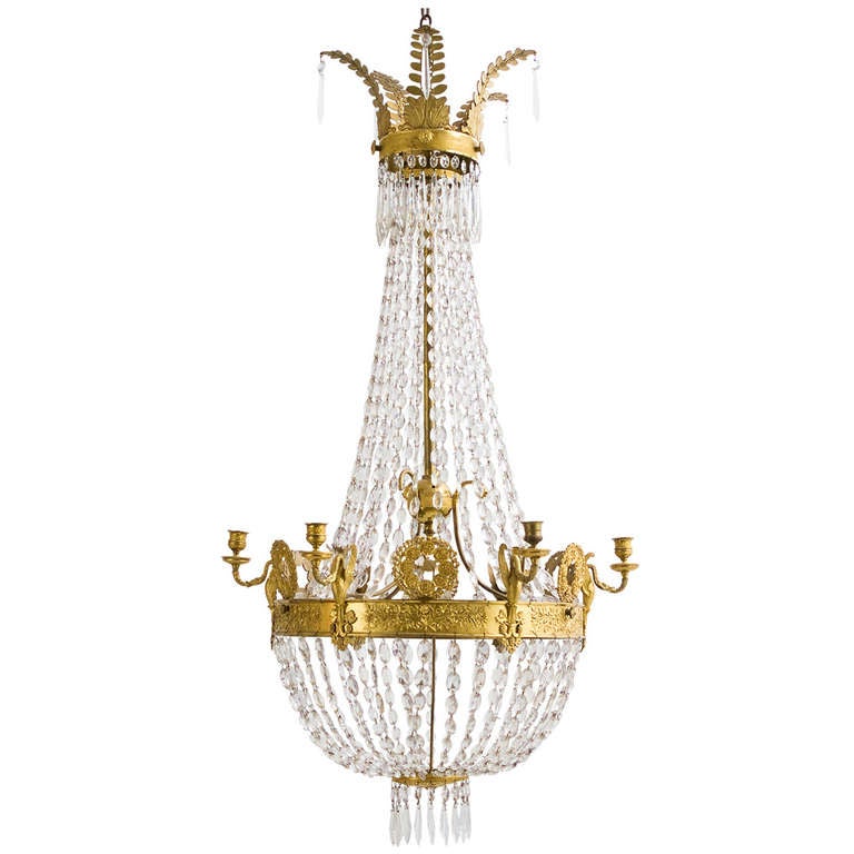 French Empire Ormolu and Crystal Tent Form Chandelier c.1810 at French Empire Ormolu and Crystal Tent Form Chandelier c.1810 at
