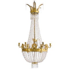 French Empire Ormolu & Crystal Tent Form Chandelier c.1810