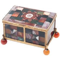 French Palais Royale Agate Inlaid Casket with Ormolu Mounts c.1850