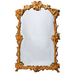 French Napoleon III Carved Giltwood Grape & Vine Framed Mirror c.1870