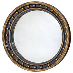 English Early Victorian Large Parcel Gilt Convex Mirror, circa 1850