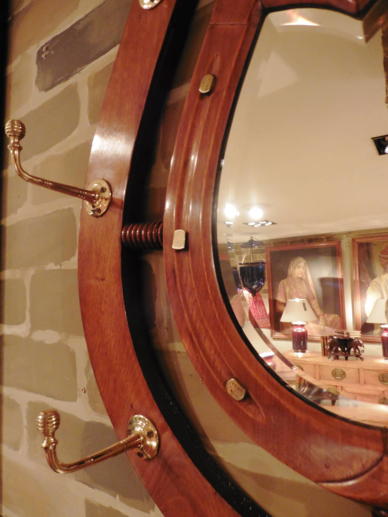 Early 20th Century English Oak Horseshoe Shaped Mirror, circa 1910