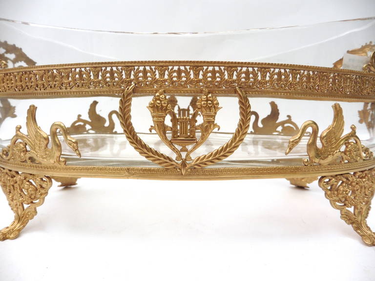 French Ormolu and Glass Oval Footed Bowl, circa 1890 In Good Condition In London, GB