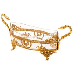 French Ormolu and Glass Oval Footed Bowl, circa 1890