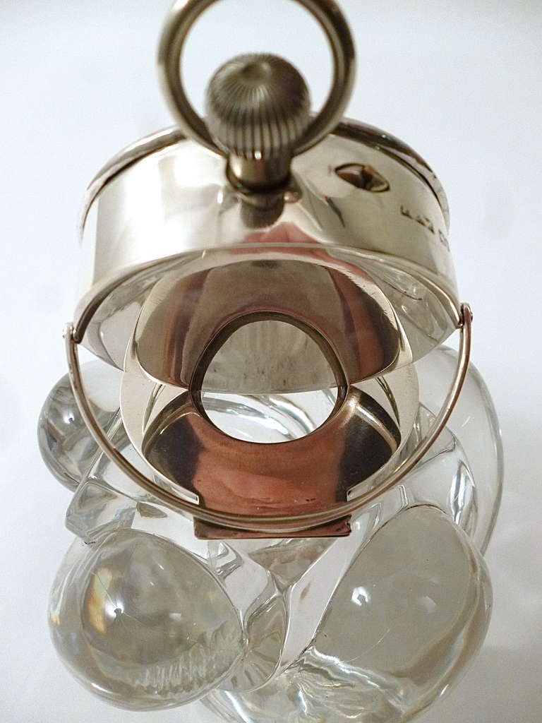 Asprey's Silver Mounted Swirled Glass Clock Inkwell - London 1909 2
