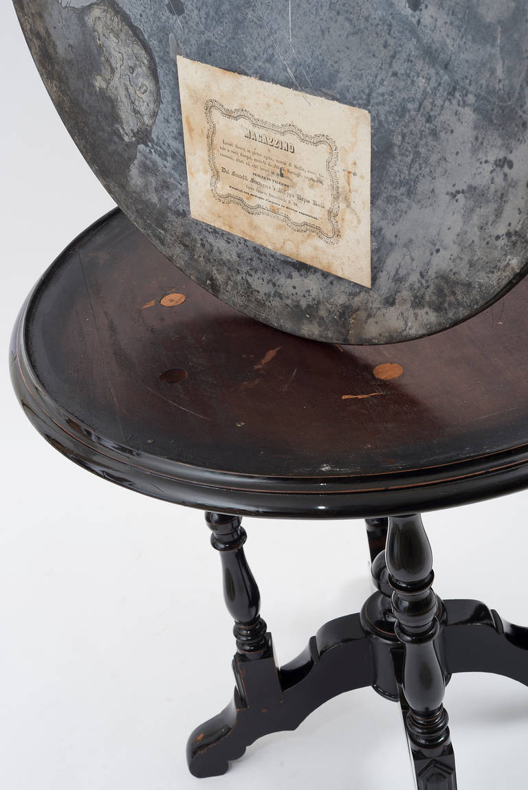 English Victorian Ebonised Wood Table with Italian Specimen Marble Top