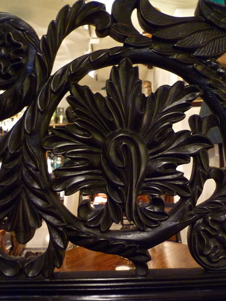 Indo Portugese Carved Ebonised Rosewood Four Poster Bed Late 19th Century For Sale 1