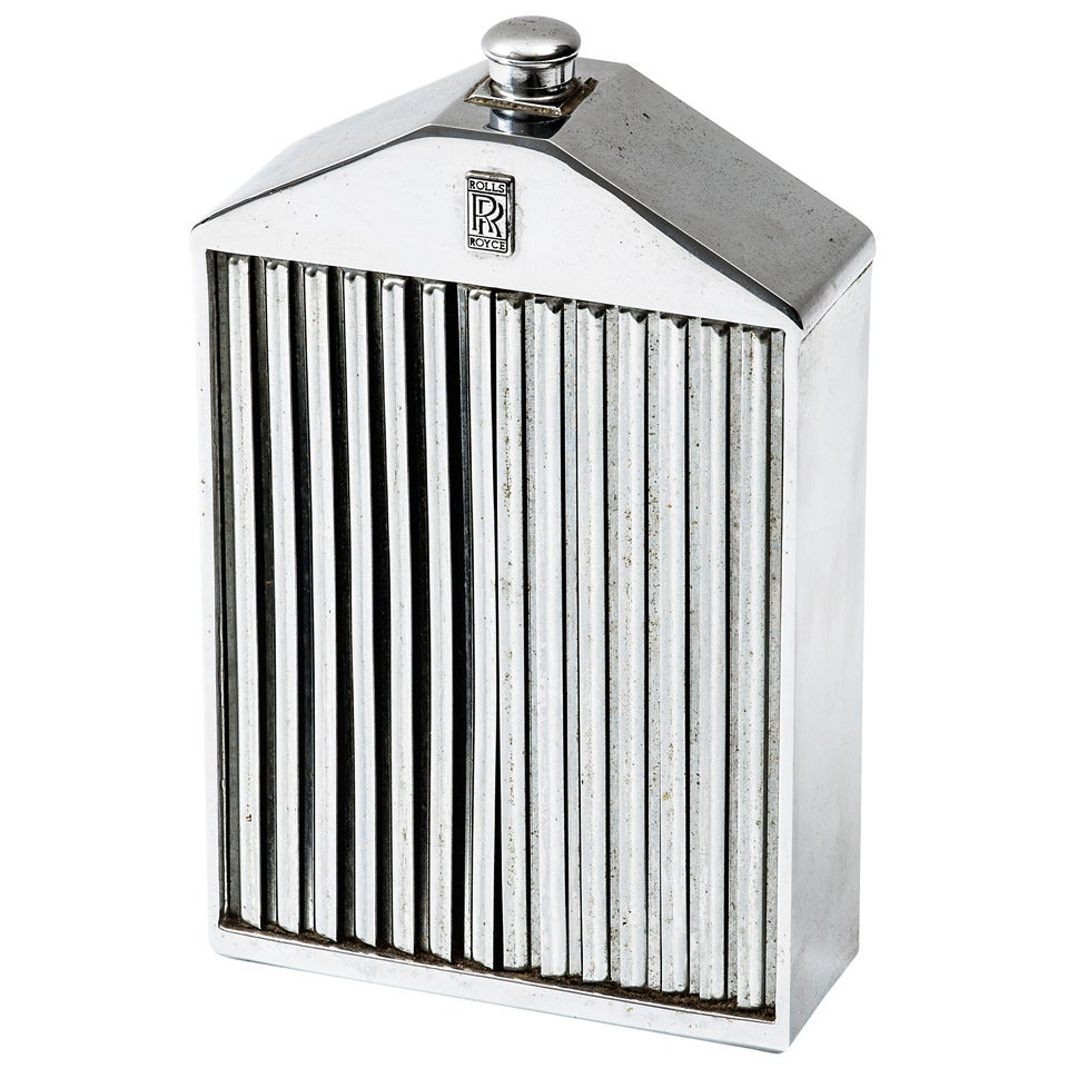 English Chrome Rolls Royce Radiator Grill Decanter by Ruddspeed, circa 1960