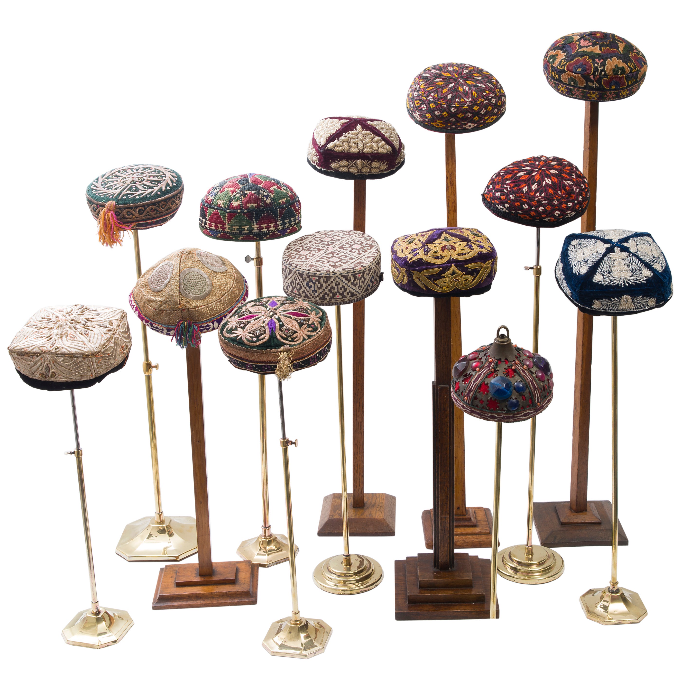 Collection of 13 Traditional Hats from Uzbekistan and Turkmenistan
