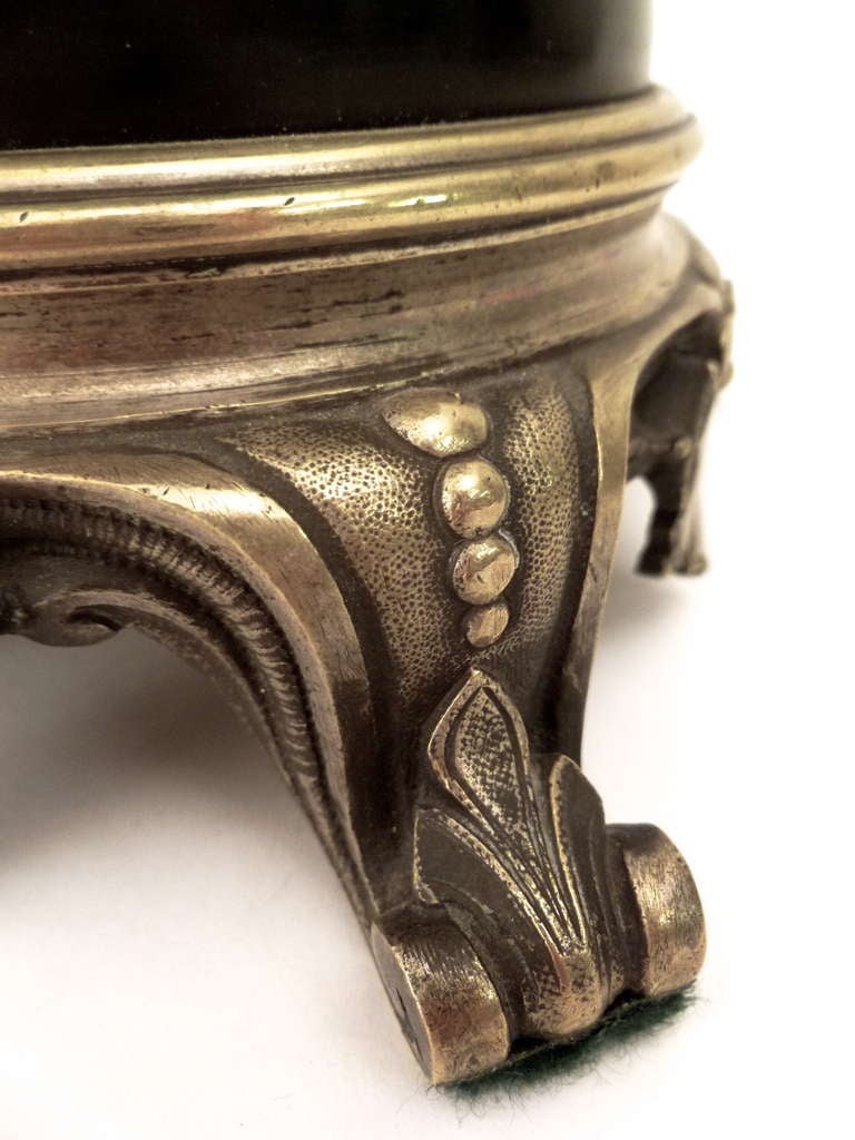 Pair of French Slate and Silvered Bronze Mantle Urns. c1880. In Good Condition In London, GB