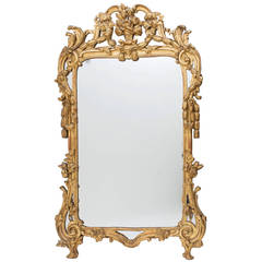 French Louis XV Carved Giltwood Provincial Mirror, circa 1765