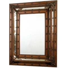 Continental Walnut Ripple Moulded Cushion Mirror