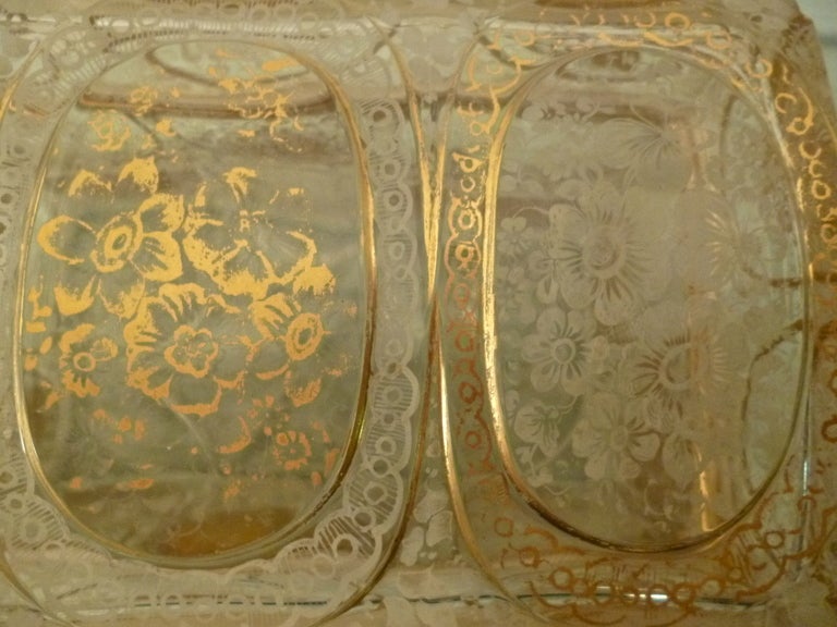 Czech Rare Bohemian Domed Gilt Decorated Glass Casket c.1880