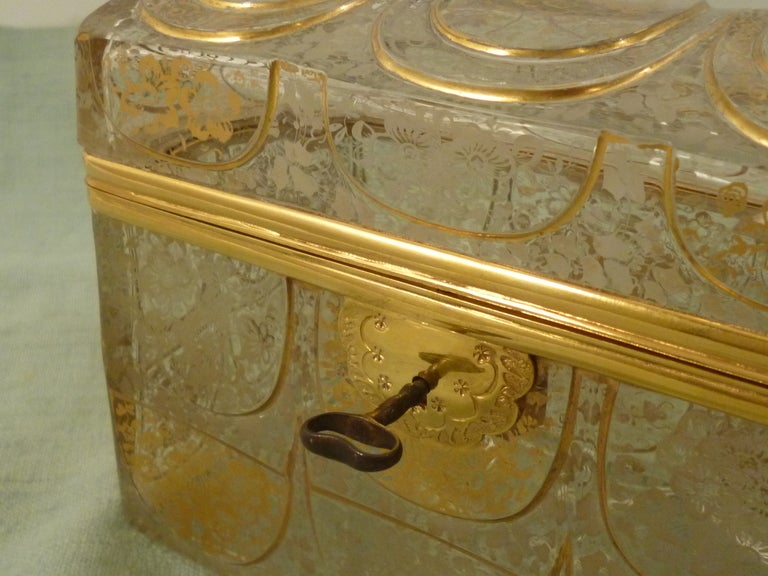 Rare Bohemian Domed Gilt Decorated Glass Casket c.1880 In Good Condition In London, GB