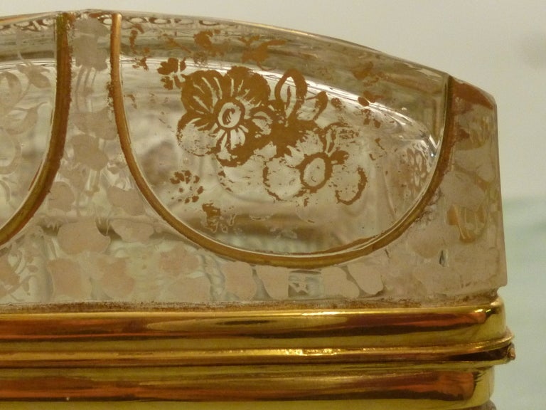 Rare Bohemian Domed Gilt Decorated Glass Casket c.1880 3