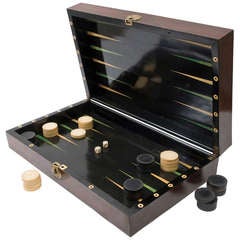 Antique Large French Rosewood & Satinwood Games Box c1840