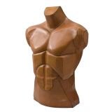 Life-size Muscular Male Torso - in Tan Leather