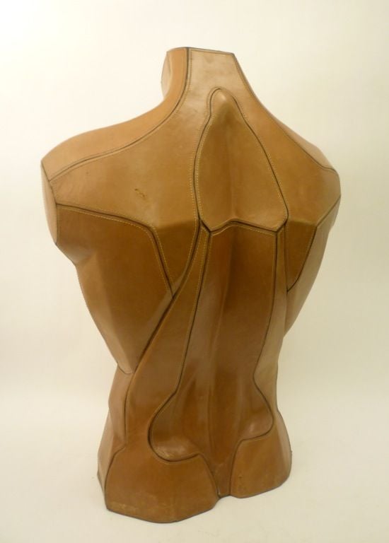 Life-size Muscular Male Torso - in Tan Leather