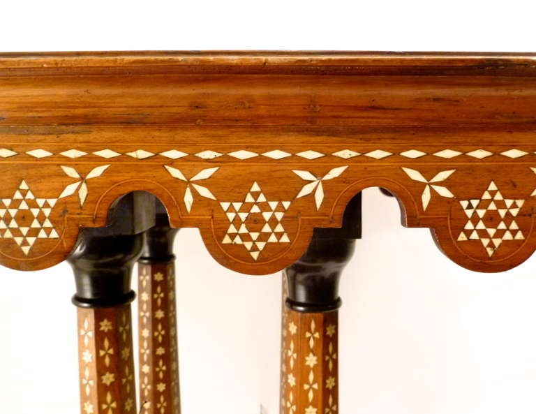 Very Fine Italian Arabesque Inlaid Walnut Occasional Table c.1880