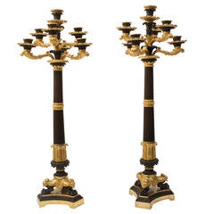 Pair of Large French Napoleon III Bronze and Ormolu Candelabra, circa 1880