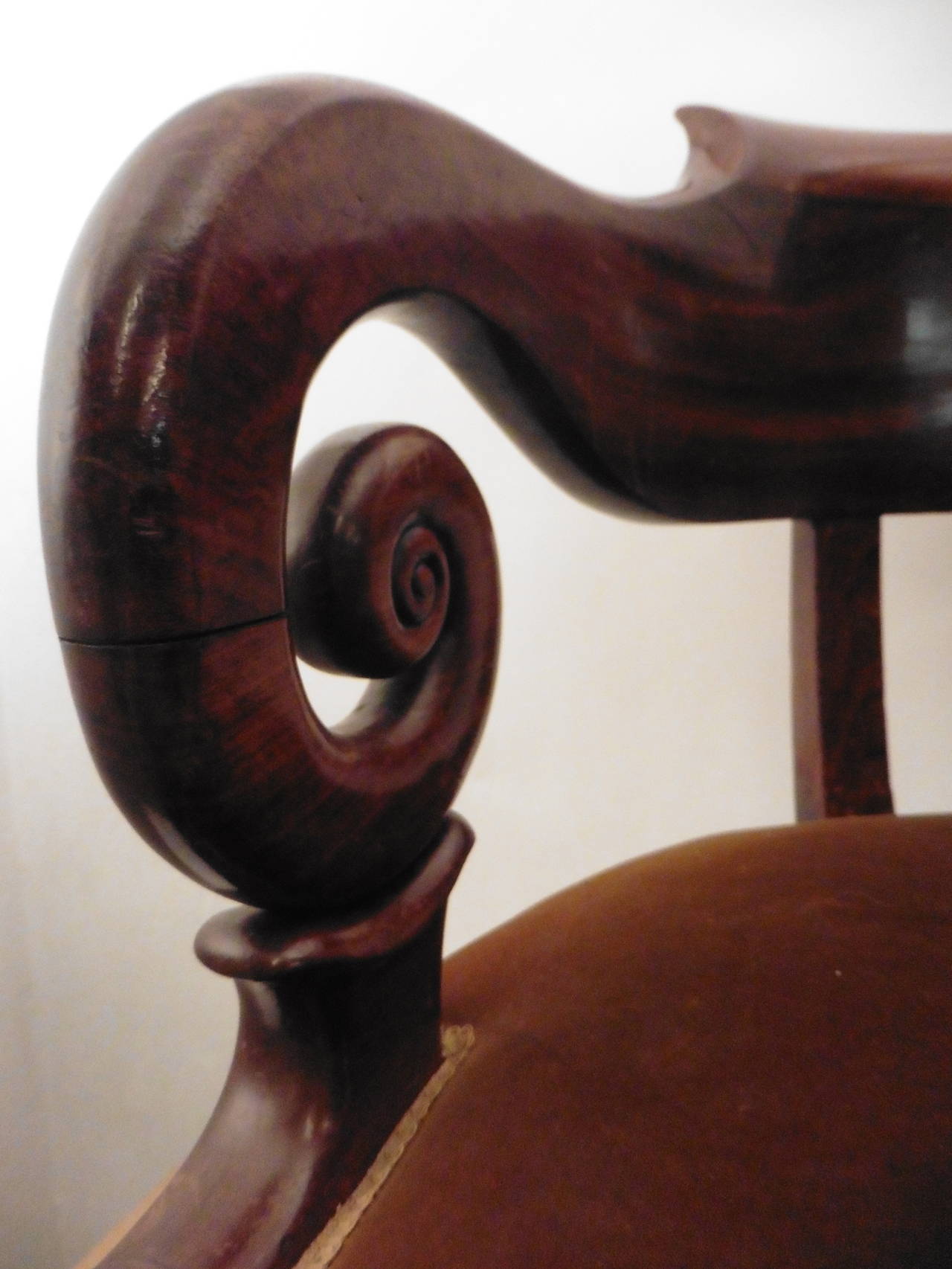 Mid-19th Century French Louis Philippe Mahogany Tub Back Desk Chair, circa 1860
