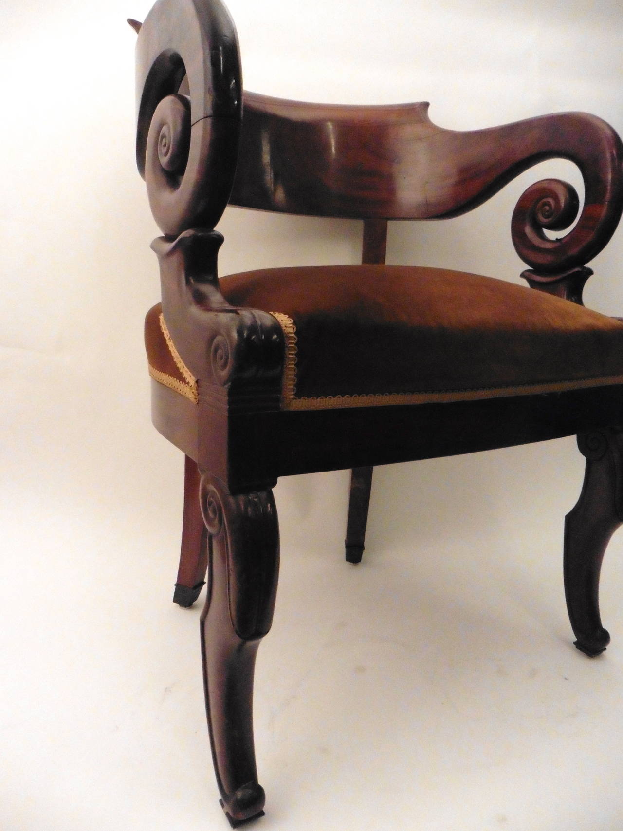 French Louis Philippe Mahogany Tub Back Desk Chair, circa 1860 2