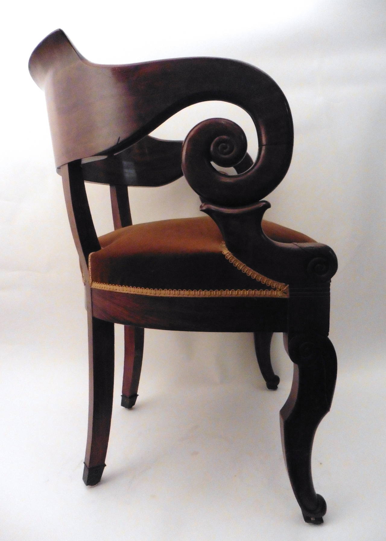 French Louis Philippe Mahogany Tub Back Desk Chair, circa 1860 4