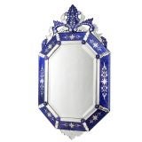 Antique Blue Glass Octagonal Venetian Mirror