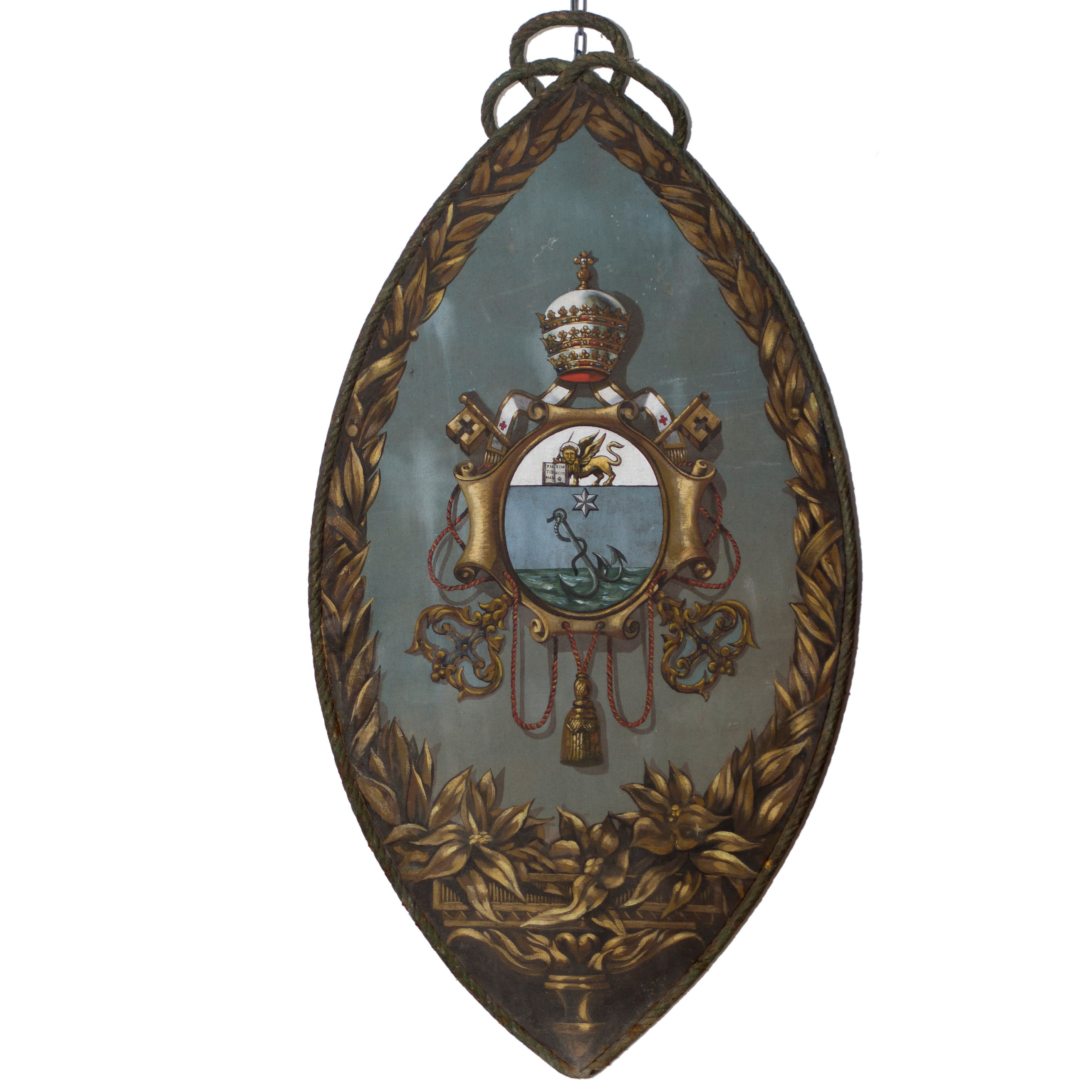 Rare and Unusual Painted Armorial Papal Shield for Pope Pius X