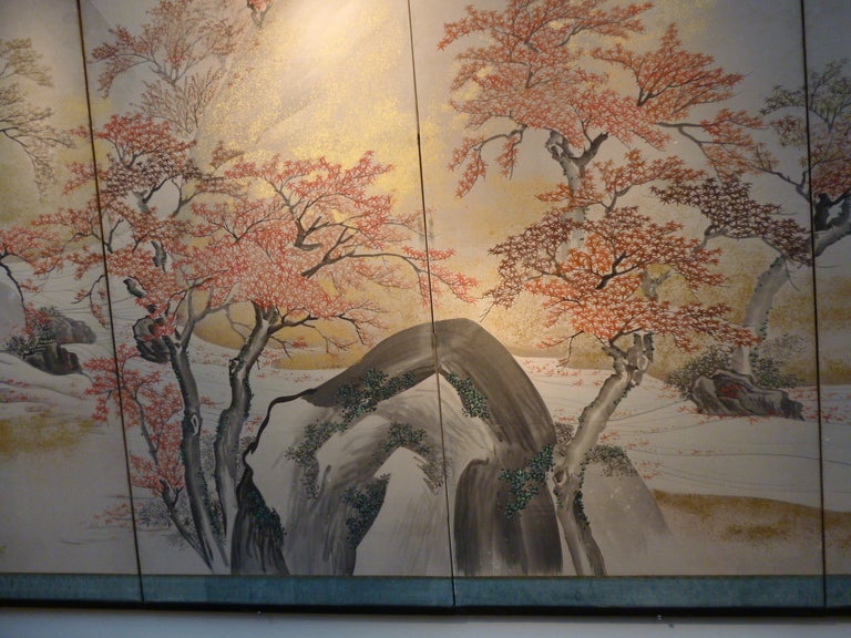 Japanese Six Fold Screen Depicting Maple Trees 1