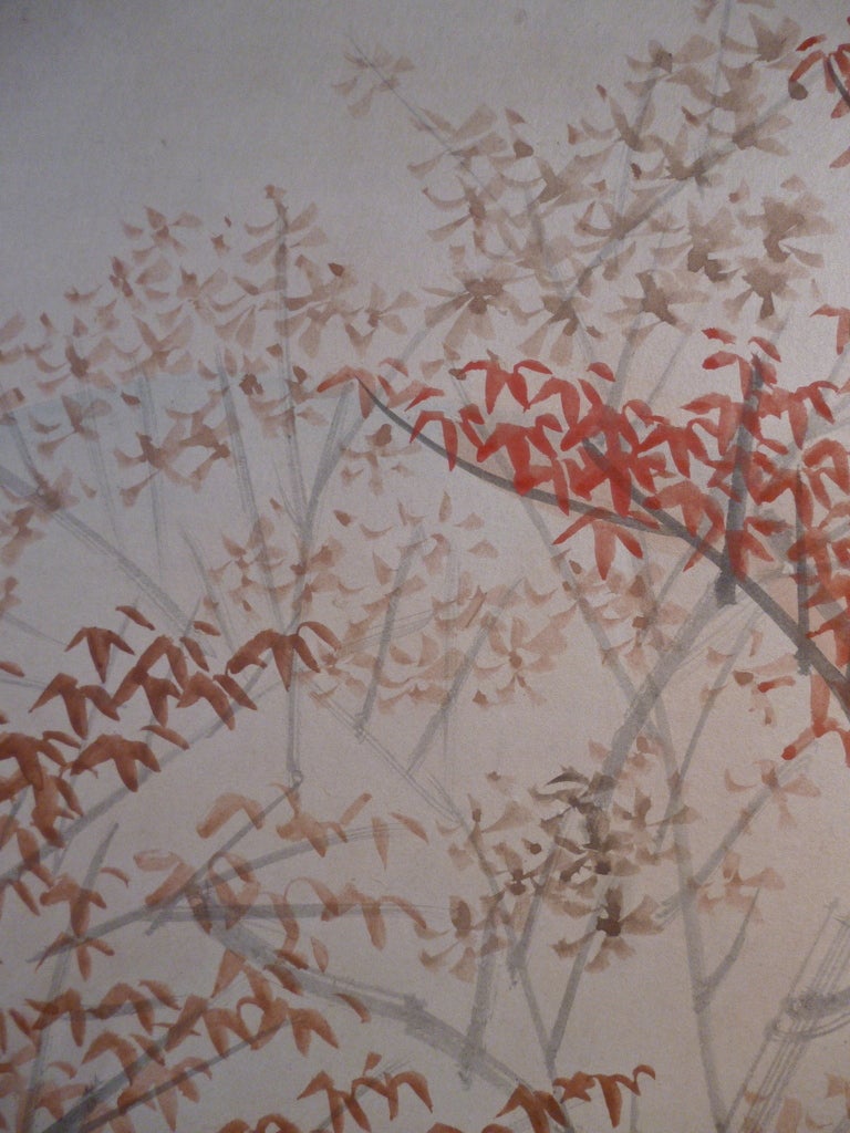 Japanese Six Fold Screen Depicting Maple Trees 3
