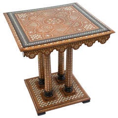 Very Fine Italian Arabesque Inlaid Walnut Occasional Table c.1880