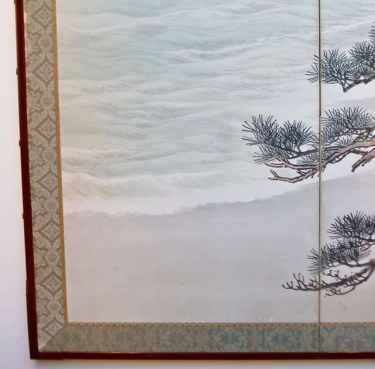 Exquisite Late 19th Century Japanese Six Fold Screen 1